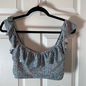 Blu C Ruffle Swim Suit Top Floral Plus Size 1X